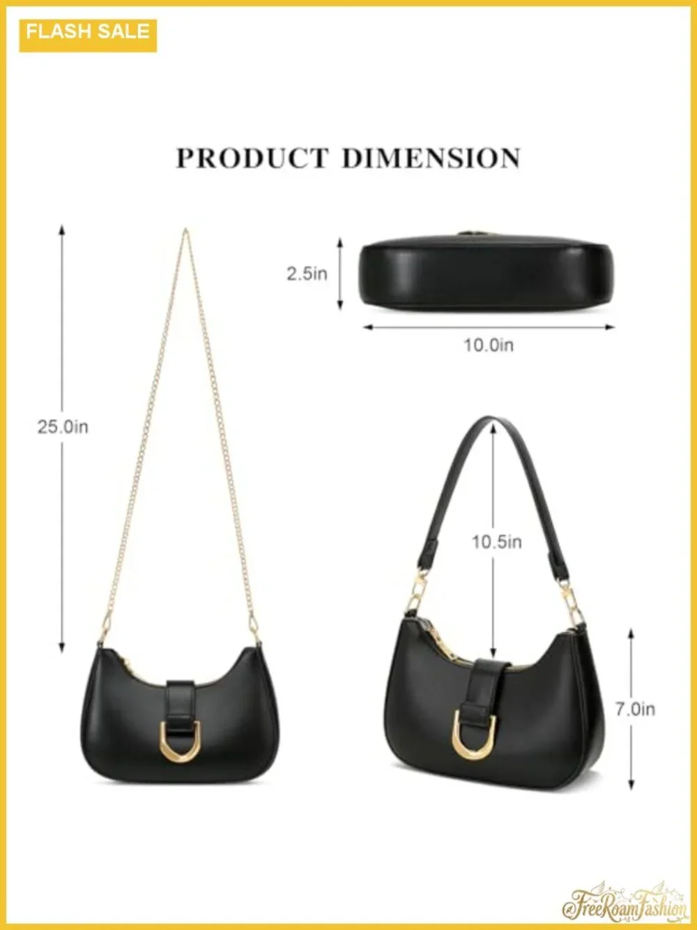 Trendy Everyday Crescent Shoulder Bag with Chain Strap Faux Leather
